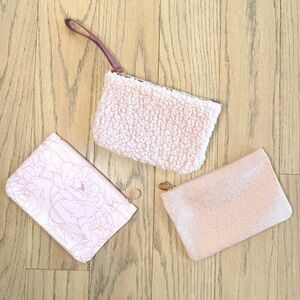 IPSY Set of Three Pink and Cream Pouches Never Used
